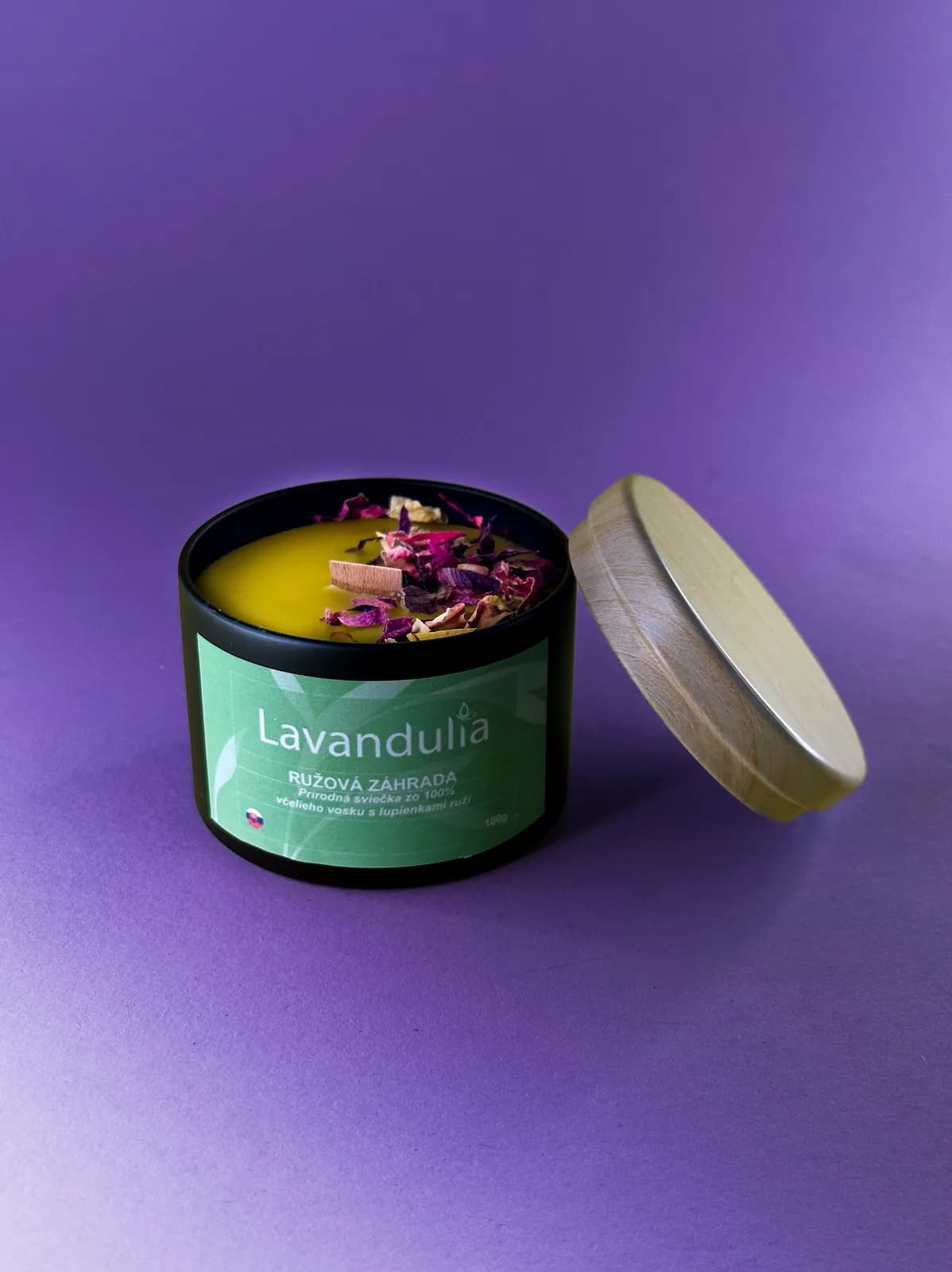 Rose Garden – Natural 100% Beeswax Candle with Rose