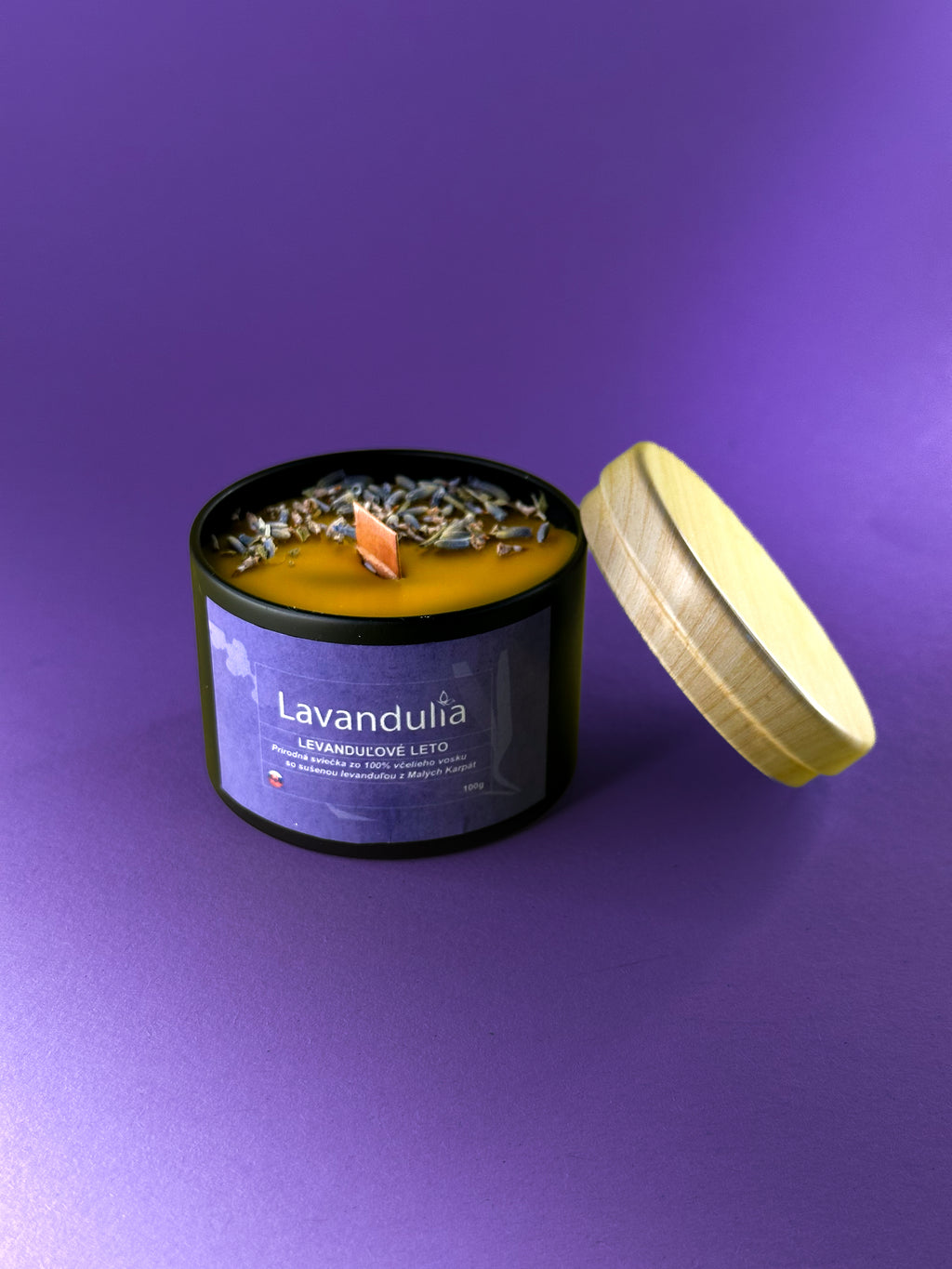 Lavendel-Sommer – Naturkerze aus 100 % Bienenwachs mit Lavendel